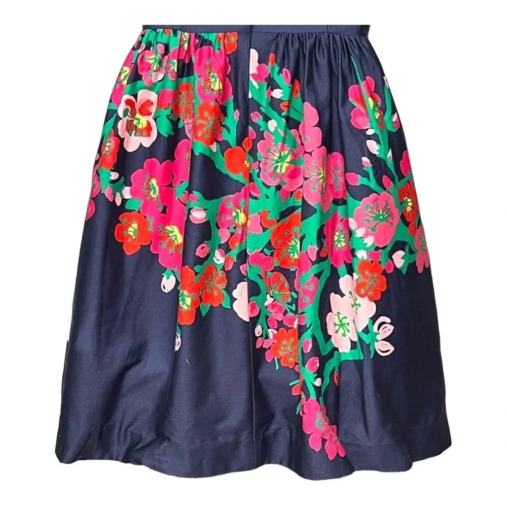 Lilly Pulitzer Lottie Strapless Mini Dress 00 Navy Sateen Floral Corset Cotton - Picture 4 of 6